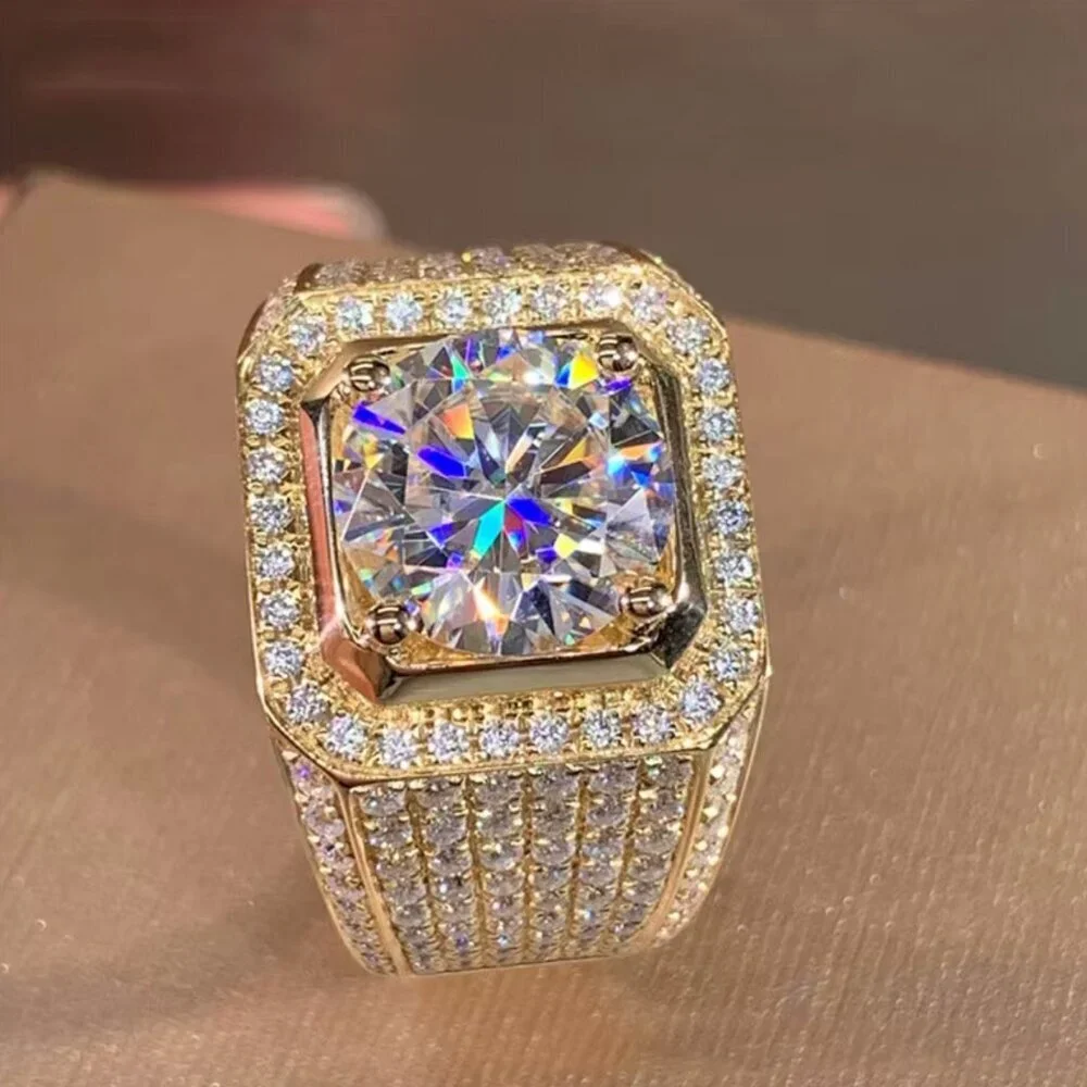 NEW 18k Yellow Gold Diamond Ring Band Chunky Gold Wide Ring Band - Picture 4 of 5